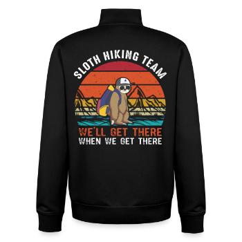 Faultier Wanderteam im Retro Sonnenuntergang - Unisex Organic Zip Sweatshirt von Stanley/Stella - Schwarz - Hinten - AI Model Male 185 light (185cm)