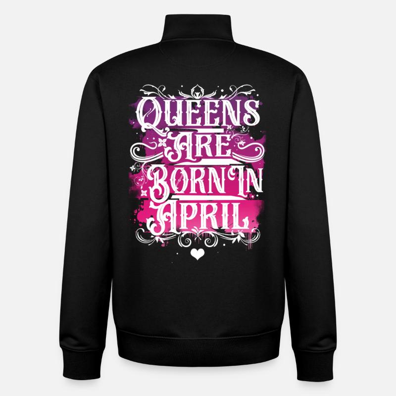 Reine de l’anniversaire d’avril - Sweat zippé unisexe en coton bio Stanley/Stella - noir