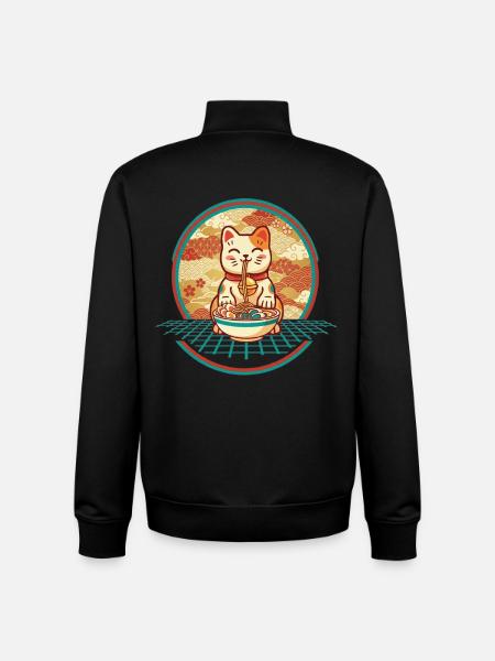 Maneki Neko Ramen Glücksbringer Katze - Unisex Organic Zip Sweatshirt von Stanley/Stella - Schwarz