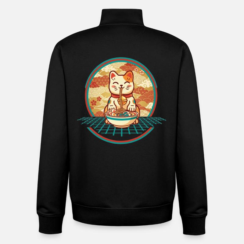 Maneki Neko Ramen Glücksbringer Katze - Unisex Organic Zip Sweatshirt von Stanley/Stella - Schwarz