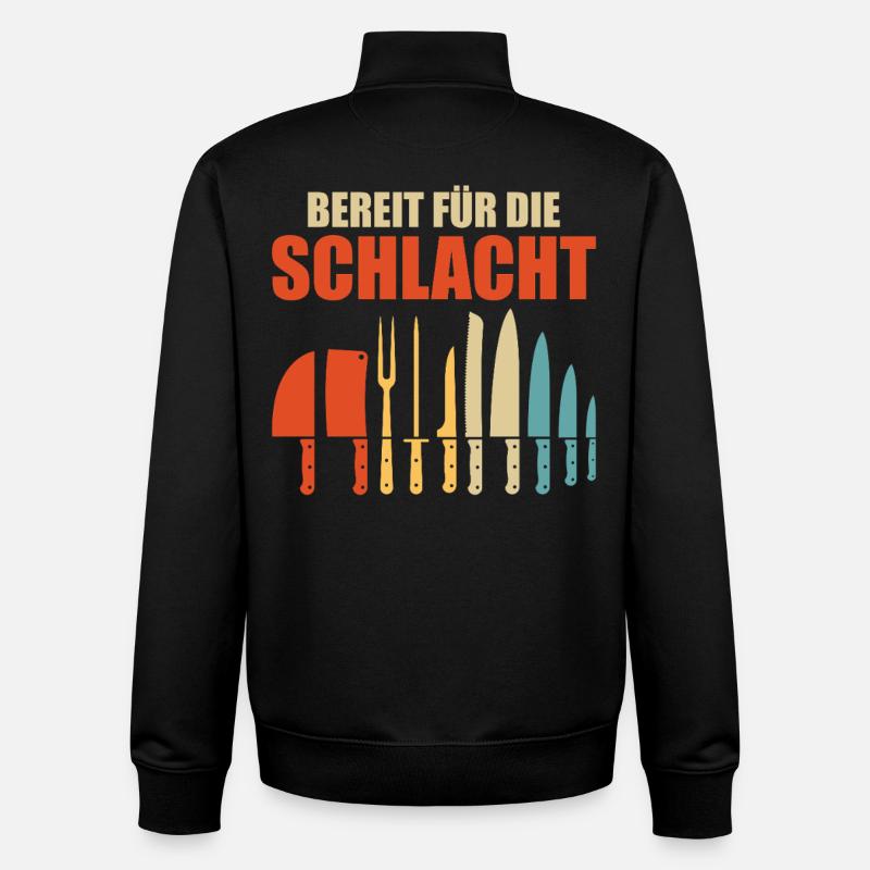 CHEF PRÊT POUR LE COMBAT Drôle - Sweat zippé unisexe en coton bio Stanley/Stella - noir