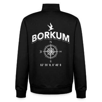 Borkumer Insel Nordsee Urlaub BORKUM Lustig - Unisex Organic Zip Sweatshirt von Stanley/Stella - Schwarz - Hinten - AI Model Male 185 light (185cm)