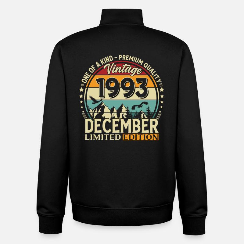 32e anniversaire Millésime décembre 1993 - Sweat zippé unisexe en coton bio Stanley/Stella - noir