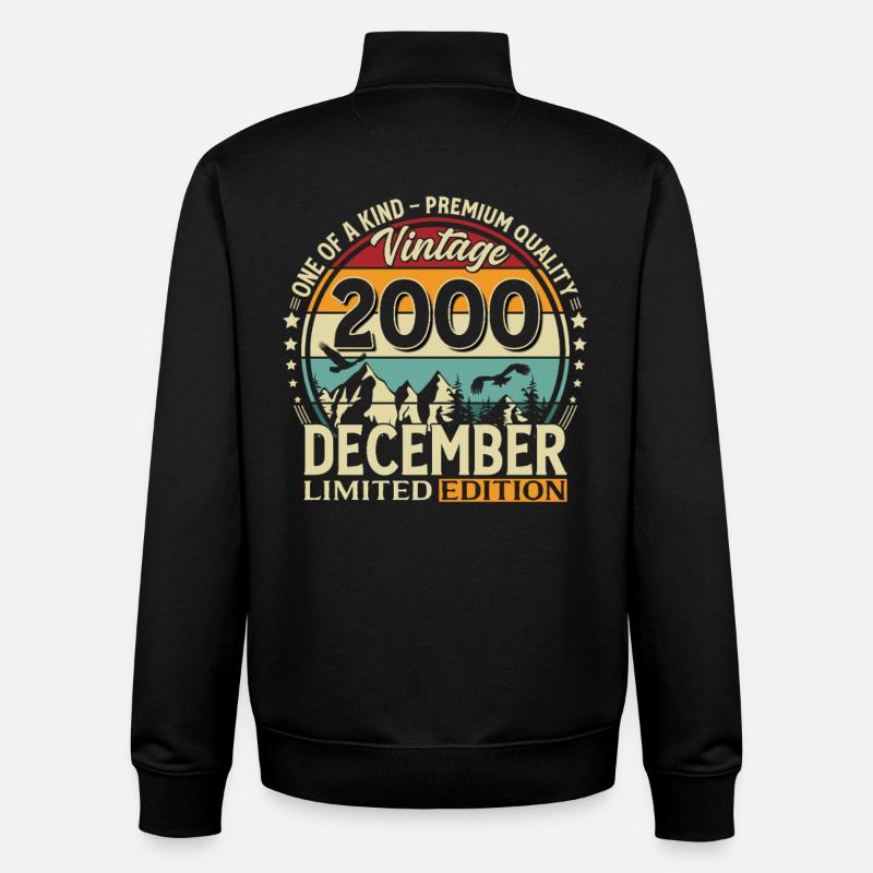 25e anniversaire Millésime décembre 2000 - Sweat zippé unisexe en coton bio Stanley/Stella - noir
