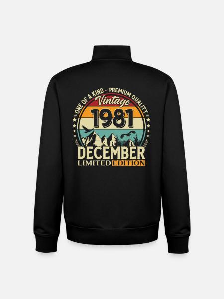 45e anniversaire Millésime Décembre 1981 - Sweat zippé unisexe en coton bio Stanley/Stella - noir