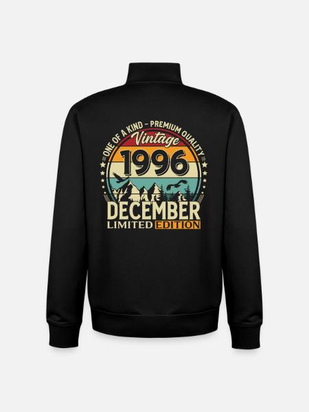 29e anniversaire Millésime décembre 1996 - Sweat zippé unisexe en coton bio Stanley/Stella - noir