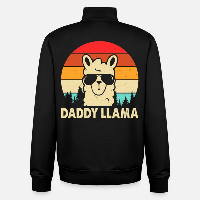 Papa Llama - Sweat zippé unisexe en coton bio Stanley/Stella - noir