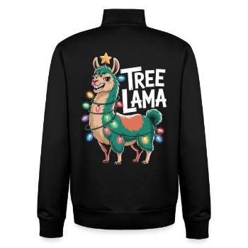 Tree Lama Weihnachts Shirt Lama mit Lichterkette - Unisex Organic Zip Sweatshirt von Stanley/Stella - Schwarz - Hinten - AI Model Male 185 light (185cm)