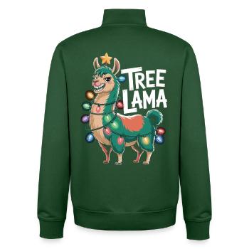 Tree Lama Weihnachts Shirt Lama mit Lichterkette - Unisex Organic Zip Sweatshirt von Stanley/Stella - Flaschengrün - Hinten - AI Model Male 185 dark (185cm)
