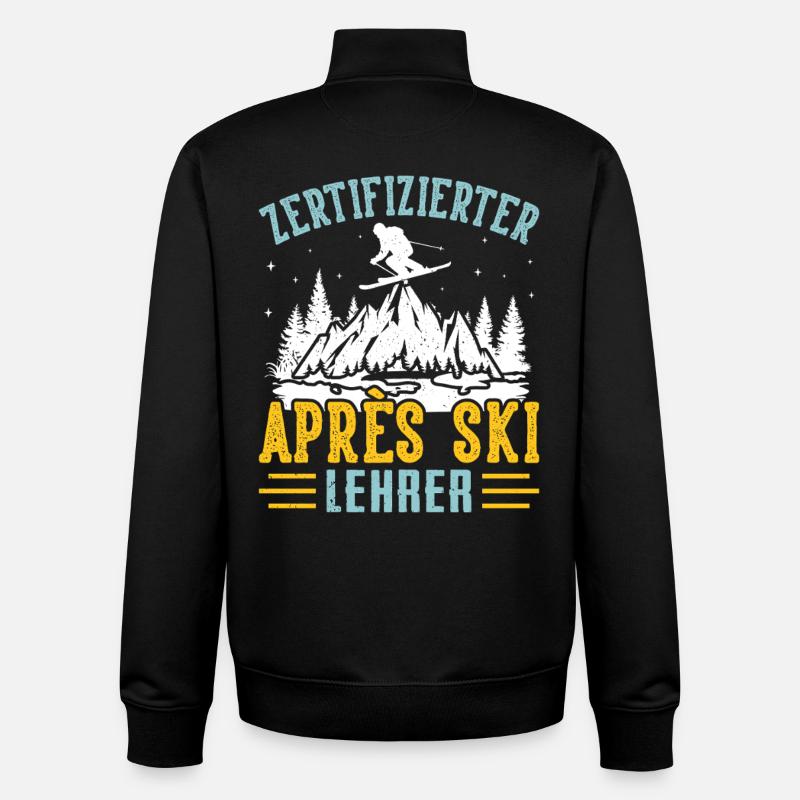Ski INSTRUCTEUR CERTIFIÉ APRÈS-SKI Lustig - Sweat zippé unisexe en coton bio Stanley/Stella - noir