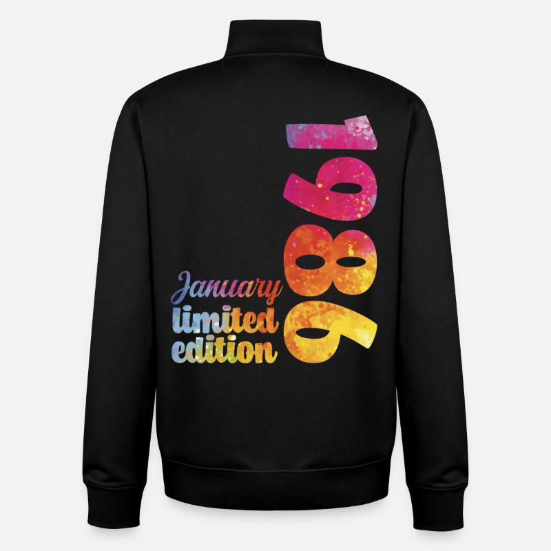Cadeau D'anniversaire Janvier 1986 Anniversaire  - Sweat zippé unisexe en coton bio Stanley/Stella - noir