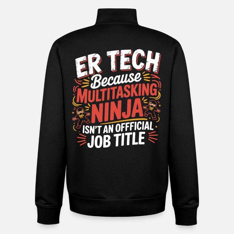 Tech Ninja : Humour multitâche - Sweat zippé unisexe en coton bio Stanley/Stella - noir