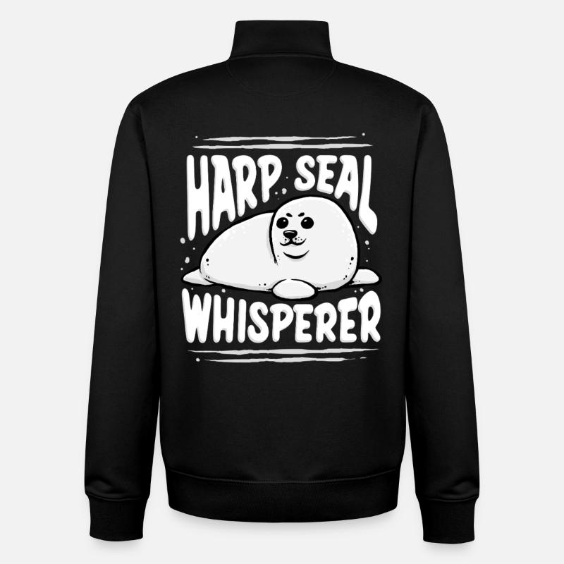 Sattelrobbe Robben Harp Seal Whisperer - Unisex Organic Zip Sweatshirt von Stanley/Stella - Schwarz