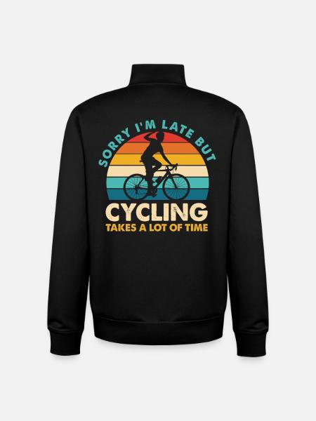 Sorry I'm Late But Cycling - Unisex Organic Zip Sweatshirt by Stanley/Stella - black