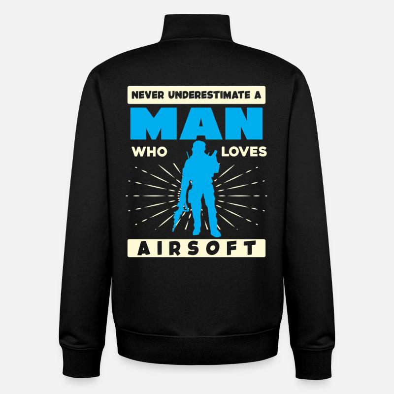 Man Loves Airsoft – Powerful Silhouette - Unisex Organic Zip Sweatshirt by Stanley/Stella - black