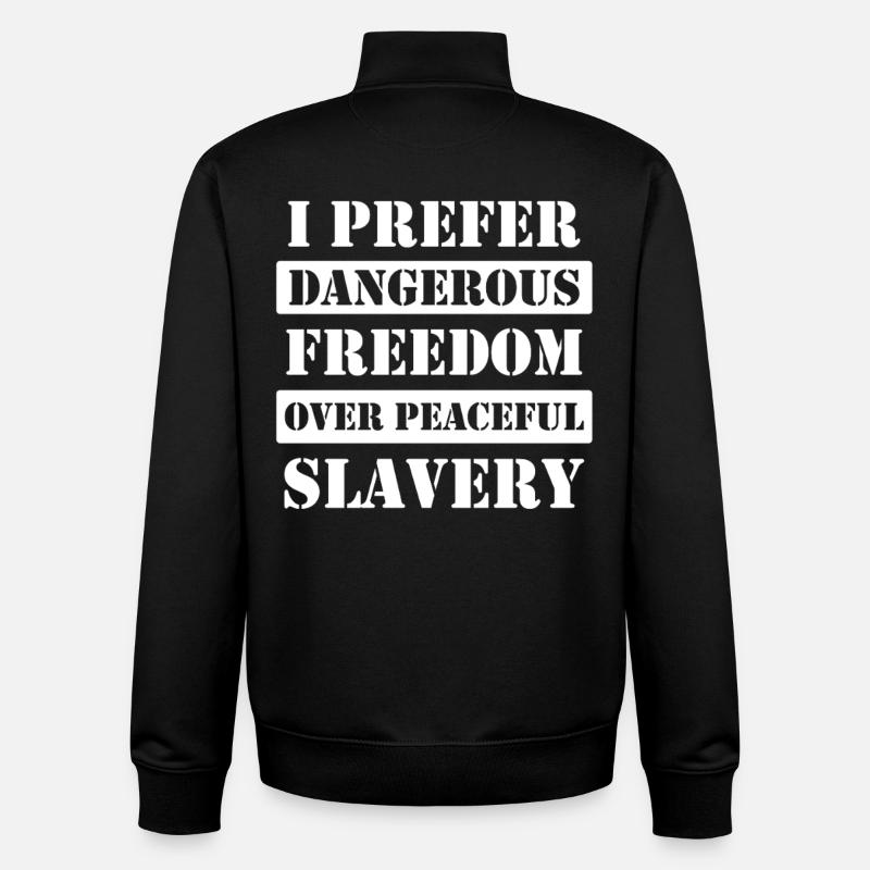 Liberté dangereuse - Sweat zippé unisexe en coton bio Stanley/Stella - noir