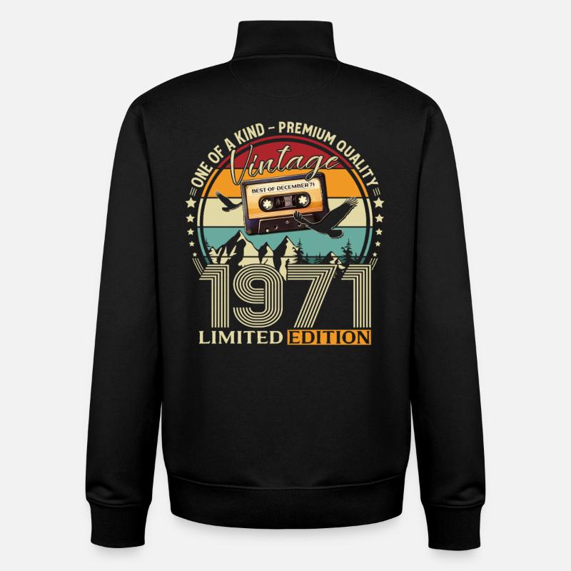 54th Birthday Cassette December 1971 - Unisex Organic Zip Sweatshirt by Stanley/Stella - black