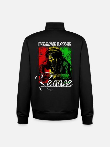 Frieden Liebe Reggae Rastafari Gitarre - Unisex Organic Zip Sweatshirt von Stanley/Stella - Schwarz