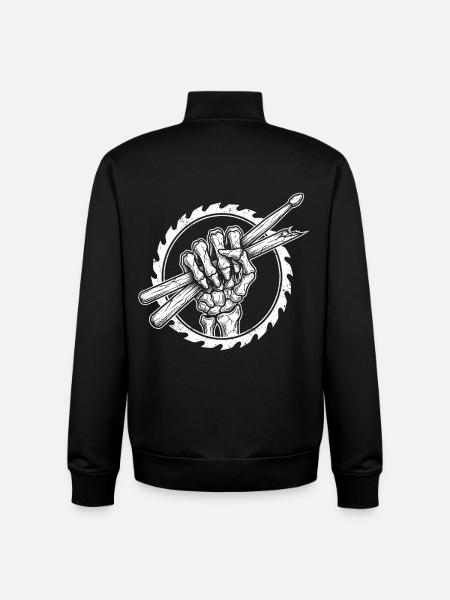 Skeleton hand with drumsticks - Unisex Organic Zip Sweatshirt by Stanley/Stella - black