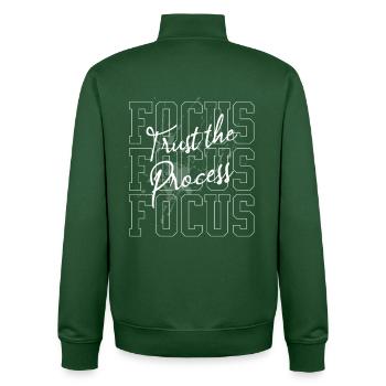 Focus Trust the Process Streetwear minimalist - Unisex Organic Zip Sweatshirt by Stanley/Stella - bottle green - Back - AI Model Male 185 dark (185cm)