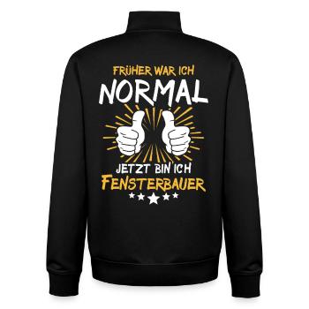 Fensterbauer Spruch - Sweat zippé unisexe en coton bio Stanley/Stella - noir - Dos - AI Model Male 185 light (185cm)