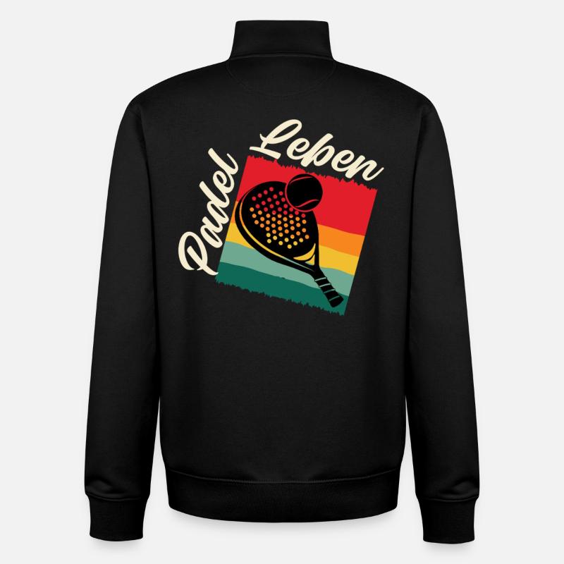 Padel Sport PADEL LIFE Fun - Sweat zippé unisexe en coton bio Stanley/Stella - noir