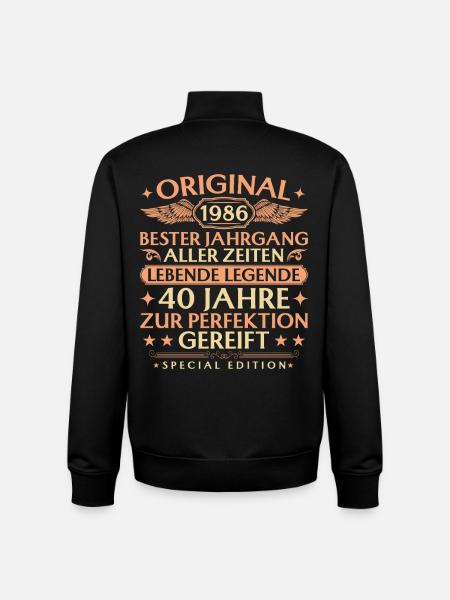 Original 1986 Vintage Birthday 40 Years - Unisex Organic Zip Sweatshirt by Stanley/Stella - black