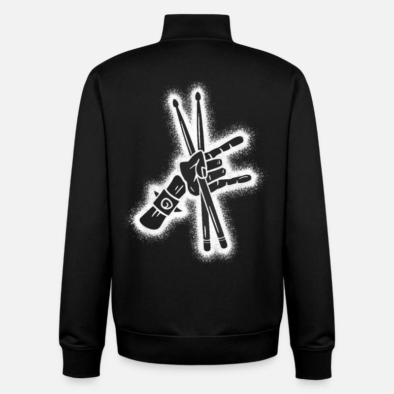 Drums Drummers Boys Men Drummers - Unisex Organic Zip Sweatshirt by Stanley/Stella - black