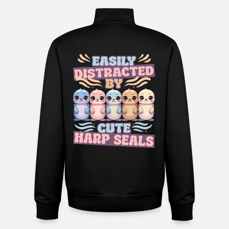 Phoques du harple - Sweat zippé unisexe en coton bio Stanley/Stella - noir