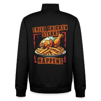 Fried Chicken Steaks Happens - Unisex Organic Zip Sweatshirt von Stanley/Stella - Schwarz - Hinten - AI Model Male 185 light (185cm)