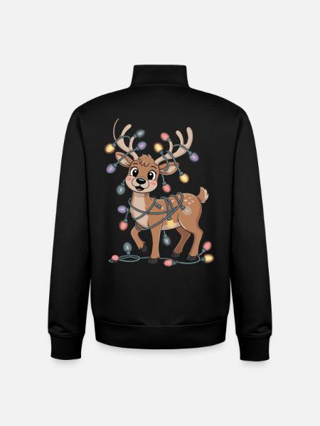 Reindeer Christmas Fun - Unisex Organic Zip Sweatshirt by Stanley/Stella - black