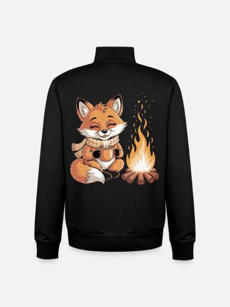 Cuddly fox at the campfire - Unisex Organic Zip Sweatshirt by Stanley/Stella - black