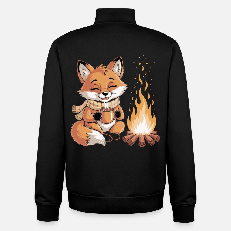 Cuddly fox at the campfire - Unisex Organic Zip Sweatshirt by Stanley/Stella - black