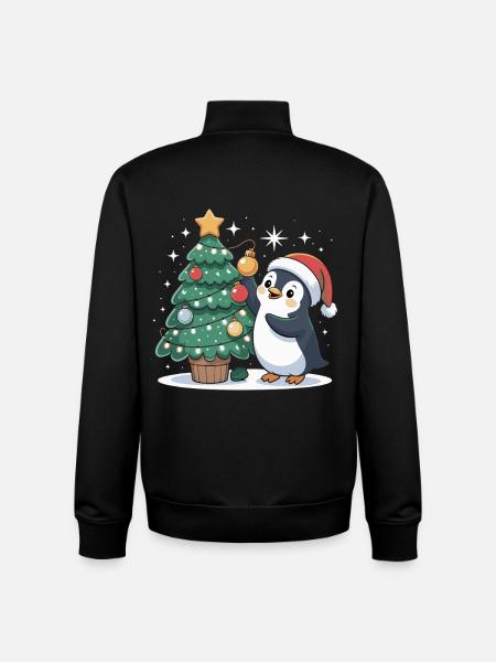 Pinguin schmückt Weihnachtsbaum - Unisex Organic Zip Sweatshirt von Stanley/Stella - Schwarz
