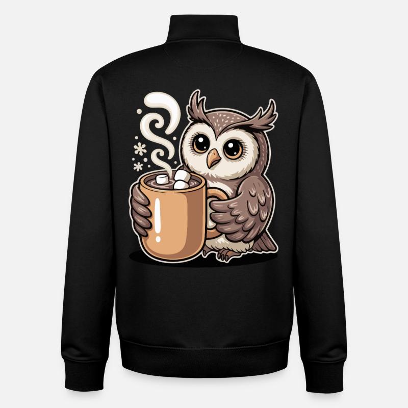 Kuschelige Eule mit Kakao - Unisex Organic Zip Sweatshirt von Stanley/Stella - Schwarz