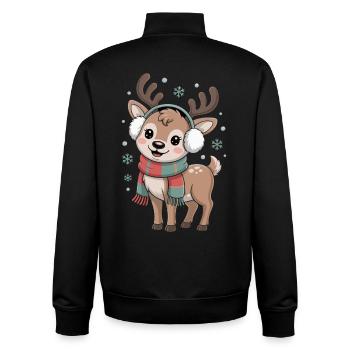 Winterliches Reh mit Schal und Ohrenwärmer - Unisex Organic Zip Sweatshirt von Stanley/Stella - Schwarz - Hinten - AI Model Male 185 light (185cm)