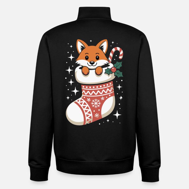Fox in the Christmas sock - Unisex Organic Zip Sweatshirt by Stanley/Stella - black