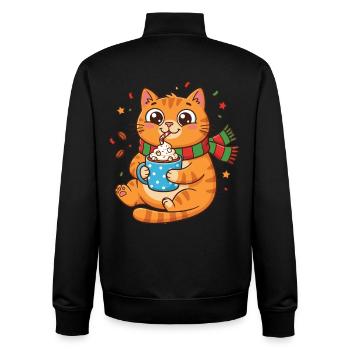 Cuddly Kitten Winter Coffee with Cream - Unisex Organic Zip Sweatshirt by Stanley/Stella - black - Back - AI Model Male 185 light (185cm)