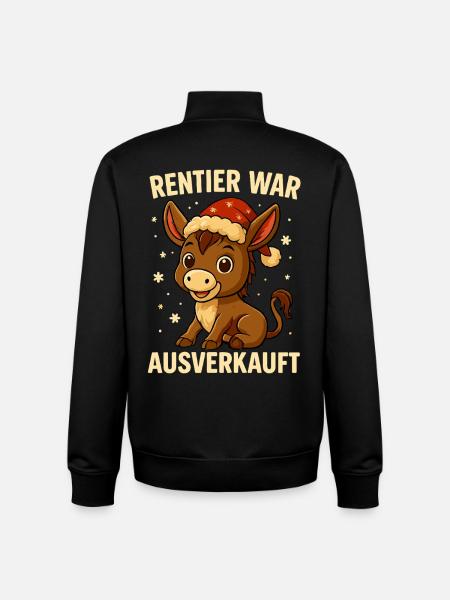 Reindeer a affiché complet Donkey Christmas - Sweat zippé unisexe en coton bio Stanley/Stella - noir