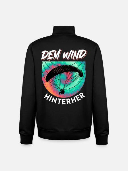 Paraglider FOLLOWING THE WIND Funny - Unisex Organic Zip Sweatshirt by Stanley/Stella - black