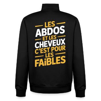 Bauchhaare für Schwache – Kahler großer Bauch - Unisex Organic Zip Sweatshirt von Stanley/Stella - Schwarz - Hinten - AI Model Male 185 light (185cm)