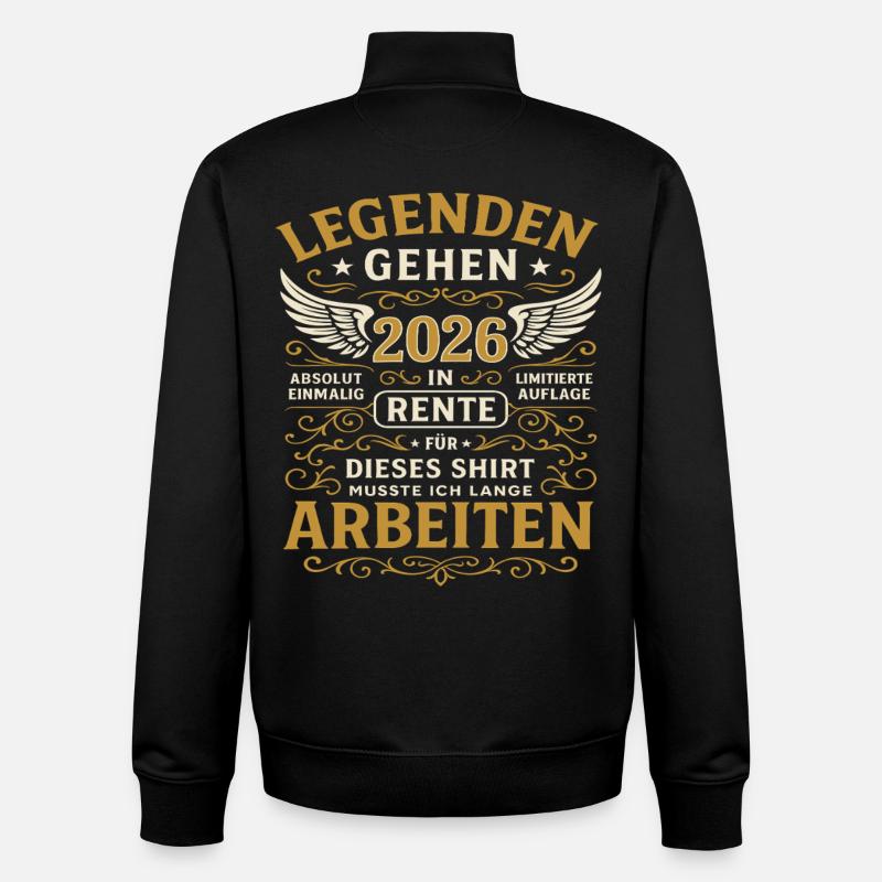 Rente 2026, Legende arbeitet - Unisex Organic Zip Sweatshirt von Stanley/Stella - Schwarz