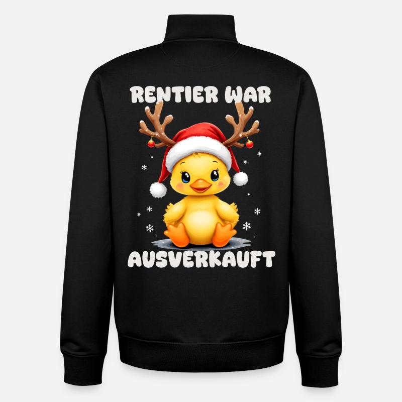 Renne était complet, canard de Noël - Sweat zippé unisexe en coton bio Stanley/Stella - noir