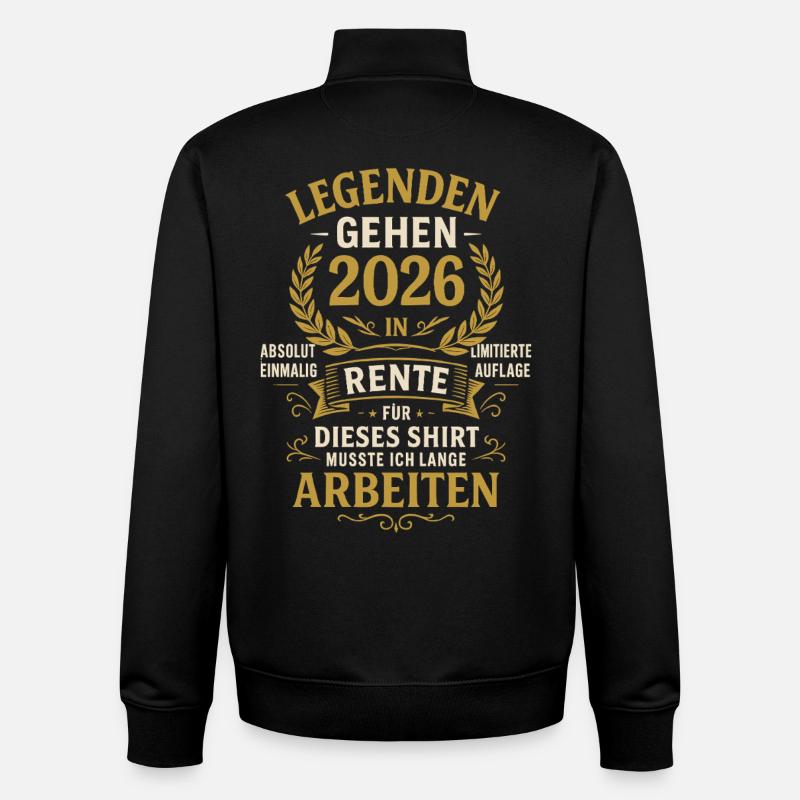 Pension Légende 2026, Retraite Geschen - Sweat zippé unisexe en coton bio Stanley/Stella - noir