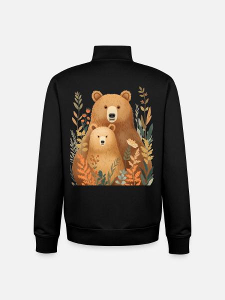 Waldbärenpärchen im Herbstlaub - Unisex Organic Zip Sweatshirt von Stanley/Stella - Schwarz