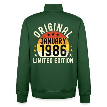 Anniversaire Janvier 1986 Limited Edition Original - Sweat zippé unisexe en coton bio Stanley/Stella - vert bouteille - Dos - AI Model Male 185 dark (185cm)