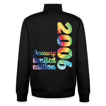 Geburtstag Januar 2006 Geschenk Tie And Dye Tee - Unisex Organic Zip Sweatshirt von Stanley/Stella - Schwarz - Hinten - AI Model Male 185 light (185cm)