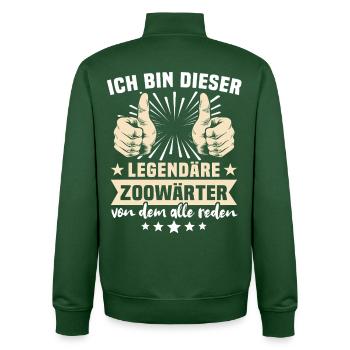 Dictons des gardiens de zoo - Sweat zippé unisexe en coton bio Stanley/Stella - vert bouteille - Dos - AI Model Male 185 dark (185cm)