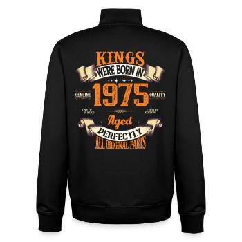 kings born in 1975 - Sweat zippé unisexe en coton bio Stanley/Stella - noir - Dos - AI Model Male 185 light (185cm)