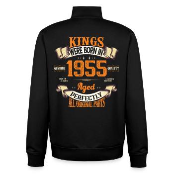 kings born in 1955 - Sweat zippé unisexe en coton bio Stanley/Stella - noir - Dos - AI Model Male 185 light (185cm)